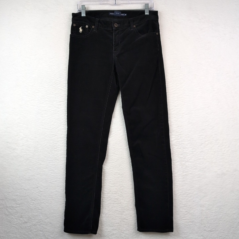 Ralph Lauren Sport Size 8 Black Corduroy 5 Pocket Pants‎ Womens Cotton/Elastane.